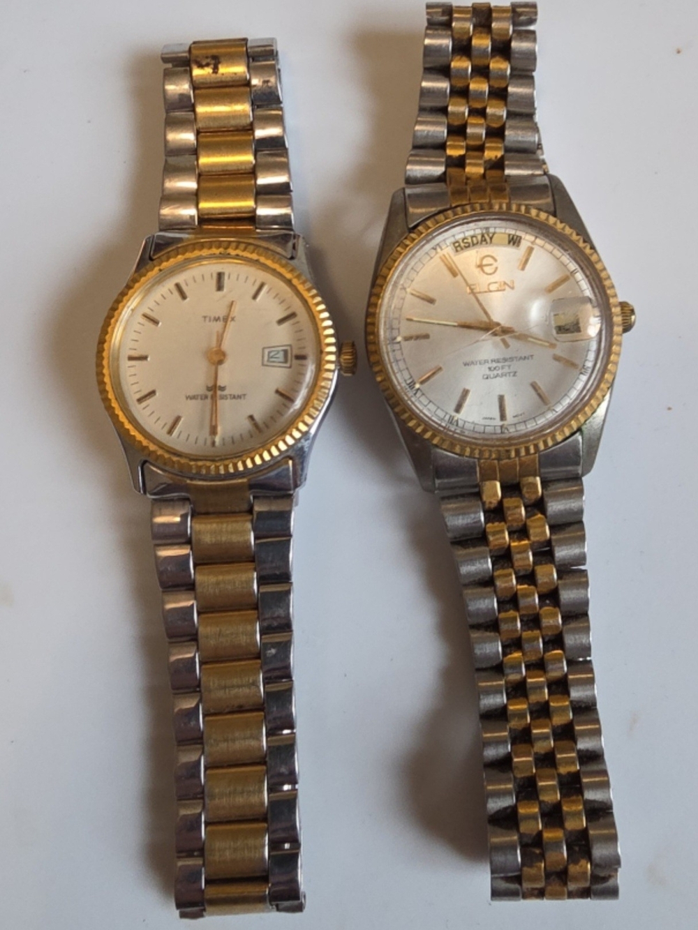 Timex Two-Tone Stainless Steel Watch (Left) + Unbranded Two-Tone Watch (Right)